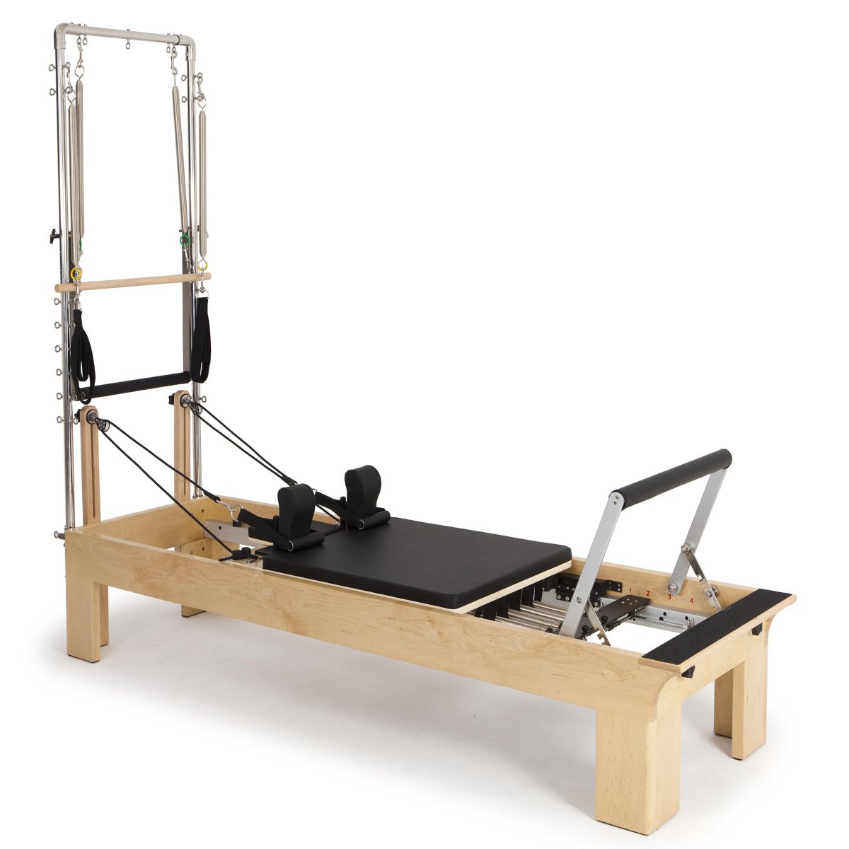 Elina Pilates Wooden Physio Reformer With Tower__Black